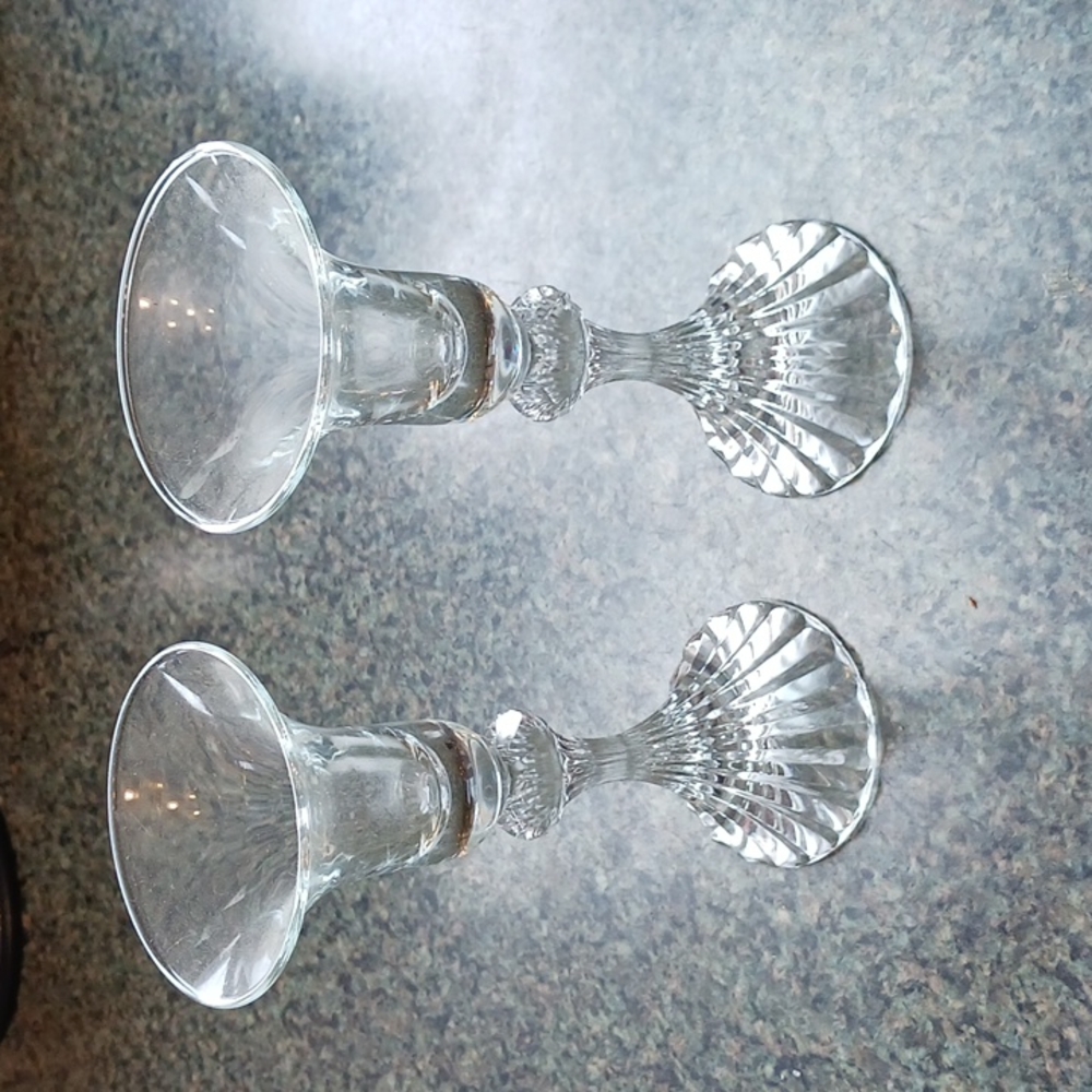 Home Glass Candlesticks A Pair